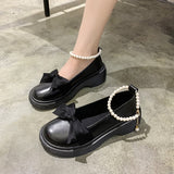 Women Thick Platform Mary Janes Lolita Shoes Party Pumps Summer New Sandals Bow Chain Mujer Shoes Fashion Oxford
