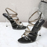 Women 2023 New Sexy Model Show Shoes 11CM Color Cross Vamp High Heels Gladiator Party Club Customized Stripper