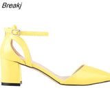 Women Sandals 5cm Single Work OL Thick Hight Heels Pointed Toe Sandal Sexy All-match Casual Party Wedding