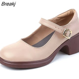 2023 Spring Autumn Shoes Woman Genuine Leather Women Pumps Lady Round Toe Platform Shallow Mouth High Heel Women's