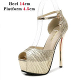 Sandals Women Shoes 2023 Gladiator High Heels 12CM Platform Sandals Pumps Peep Toe Ladies Shoes Party Bridal Wedding