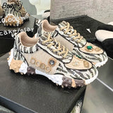 Spring Summer Rhinestone Women Sneakser Ins Tide Diamond Breathable Luxury Designers Casual Thick Bottoms Dad