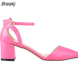 Women Sandals 5cm Single Work OL Thick Hight Heels Pointed Toe Sandal Sexy All-match Casual Party Wedding