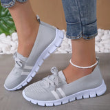 Striped Knitted Flats Shoes Women Breathable Mesh Non Slip Loafers Shoes Woman Comfortable Shallow Walking Shoes