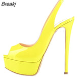 New 14CM Platform Super High Heels For Woman Sexy Open Toe Sandals Gladiator Party Dress Women Shoes Plus Size