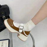 Womens Derby Shoes Autumn Female Footwear Clogs Platform Leather Fall Dress New Creepers Retro Basic Mary Janes Rubber PU Hoof