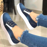 Women's Flat Shoes Fashionable Women's Casual Shoes Comfortable Denim Cnvas Shoes Lovers Casual Flat Shoes Sneakers Women