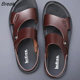 for men outdoor leather 2022 summer Men Shoes Genuine Leather Non-slip Beach Slip-On Sandals Travel