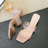 Women Pumps Sandals PVC Jelly Slippers Open Toe Low Heels Women Transparent Perspex Slippers Shoes Heel Clear