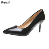 Women Shoes Pointed Toe Pumps Patent Leather Dress High Heels Boat Wedding Zapatos Mujer Black GLADIATOR Casual