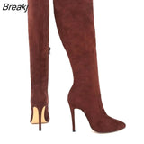 Autumn And Winter Over The Knee Women Boots Velvet Sexy High Heels Slip on Shoes Pointed Toe Woman