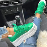 and Autumn Women's Vulcanized Shoes Rome Fashion Solid Color Sneakers Thick Bottom Cross Lace Women's Shoes Plus Size