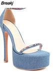 Super Thin Heels Woman Sandals 2023 Summer Cover Heel Sexy Party Wedding Shoes Fashion Comfy Women Pump Sandals