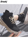 Women Footwear Black Athletic Ladies Shoes Sneakers Sports Lace Up High Top New Arrival 2023 with Free Shipping In Summer