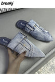 New Shoes for Women Mules Women's Slippers Fashion Pointed Toe Slippers Women Denim Shoes Ladies Comfortable Flat