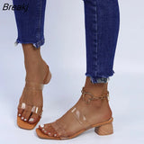 Women's Slippers 2023 Transparent High Heels Sandals Mules Pumps Clear Women Sexy Open Toe Slides Woman Party