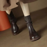 New Women's Chelsea Boots Vintage Ladies Platform Shoes Chunky Heel Stretch Sock Ankle Boots for Women Botines