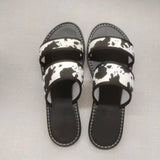 Breakj Women 2025 New Large-Size Leopard Rivet Flat Bottom Wearing Beach