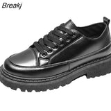 Style PU Leather Shoes Mens Casual Business Shoes Trendy Young Students Fashion Platform Shoes Men Dress
