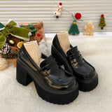 Women Loafers New lolita shoes retro platform shoes Japanese JK uniform high heel leather shoes College girls Mary Jane