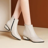 Ankle Boots Women High Heel Pointed Toe Short Boots Autumn/Winter Mature Style Black Side Zipper Thicks Heel Women