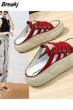Half Slippers Women's Outerwear Shoes Summer New Leisure Slip on Red Sneaker Slides Platform Casual Pantuflas De