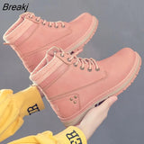 2022 new women boots Riding, Equestrian Ankle boots Low (1cm-3cm) platform boots Lace-Up plus size