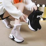 Ankle Boot for Women Warm Plus Plush Winter Snow Boots Zipper Woman Shoe Internal Increasing Boots Botas