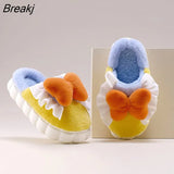 Women's Cotton Slippers 2023 Fashion Bow Knot Winter Plush Cotton Slippers Princess Lace Slippers Winter Warm
