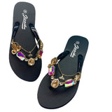 Breakj Summer New Water Drill Small Tail Flip-Flops Women Wearing Flat-Bottomed Beach Vacation Casual Foot
