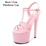 Color Shoes Stripper Heels Women Sandals Sexy Shoes Party Club Sandals 17 CM Platform High-heeled Wedding Shoes Pole