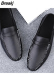 Autumn Mens Casual Leather Loafers Men Loafer Shoes Mocasines Hombre Mocassini White Black Slip-On Big