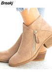 Women Ankle Boots 2023 Autumn Low Heels Solid Colors Platform Sexy Ladies Pumps Zipper Shoes Botas De Mujer