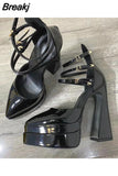 Brand Woman Shoe Shining High Heel Women Pumps Elegant Ankle Strap Female Platform Shoes Office Lady Summer Women