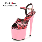 Leopard Women Shoes Pole Dance Sandals Stripper Sexy Combat Fetish High Heels Summer Platform Shoes Party Club 20 CM