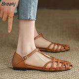 Roman Toe Sandals Women's Thick Heel 2023 Summer Shoes for Women Chaussures Femme Dames Flats Ladies