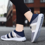 Color Knit Breathable Sneakers for Women 2023 Non Slip Soft Sole Casual Flats Woman Plus Size Slip On Sock Shoes