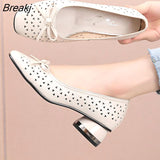 2023 Summer Fashion Ladies Shoes Hollow Women Casual Med High Heels Tenis Feminino Genuine Leather Sandals Plus