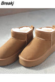 Flats Platform Women Snow Boots Suede Plush Warm Casual Shoes 2023 Winter New Thick Goth Fashion Shoes Chelsea Women
