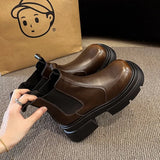 Real Soft Leather Chelsea Short Boots Fall 2024 New British Chimney Boots Muffin Thick-Soled Martin