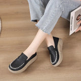 Footwear Low Leather High on Platform Shoes for Women Loafers White Casual Daily Routine Autumn Offer Korean Fashion