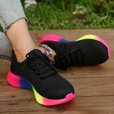 Fashion Rainbow Bottom Sneaker Women 2023 New Breathable Mesh Tennis Female Knitted Non Slip Running Shoes Plus Size