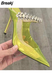 Heels Sandals Woman Summer 2023 PVC Mules Shoes Women Pumps Star Style Crystal Clear High Heels Party Slides