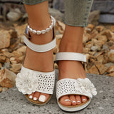 Sandals Fashion Flower Wedge Slope Heel Sandals Summer Casual Solid Colour Breathable Flip Flops Sandals Beach