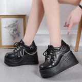 Chain Punk Gothic Shoes Woman Thick Bottom High Wedge Sneakers for Women 2023 New Black Chunky Platform Y2K Uniform