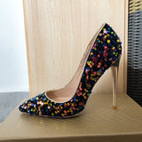 Blue Bling Sequins Women Sexy Extremely High Heels Pointed Toe Slip On Stiletto Chic Pumps Ladies Party Wedding