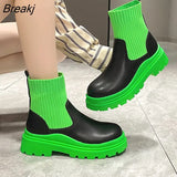 Fashion Short Boots Slip-on Sock Boots Casual Ankle Boots Women's Boot 2023 Autumn Winter Boots of Women Platform