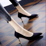 Classic Slip on Red Square Heel Shoes for Office Women Fashion Sweet Black Pointed Toe Party Pumps Salto Alto