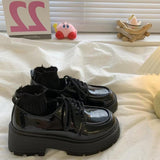 Leather Thick-Soled Love Shoes Women's 2024 New Muffin Lace Up Jk College British Style Small Leather Shoes Women's Singles