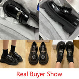Style Woman High Heels Pumps Chaussure Femme Patent Leather College Shoes Lolita Cosplay Platform Chunky Sole